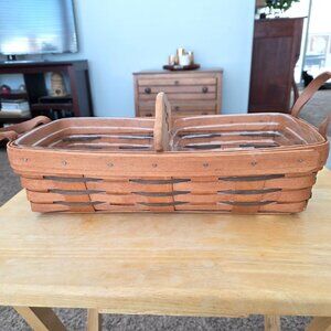 Vintage Longaberger Bread Basket with three inserts and wooden divider 1993